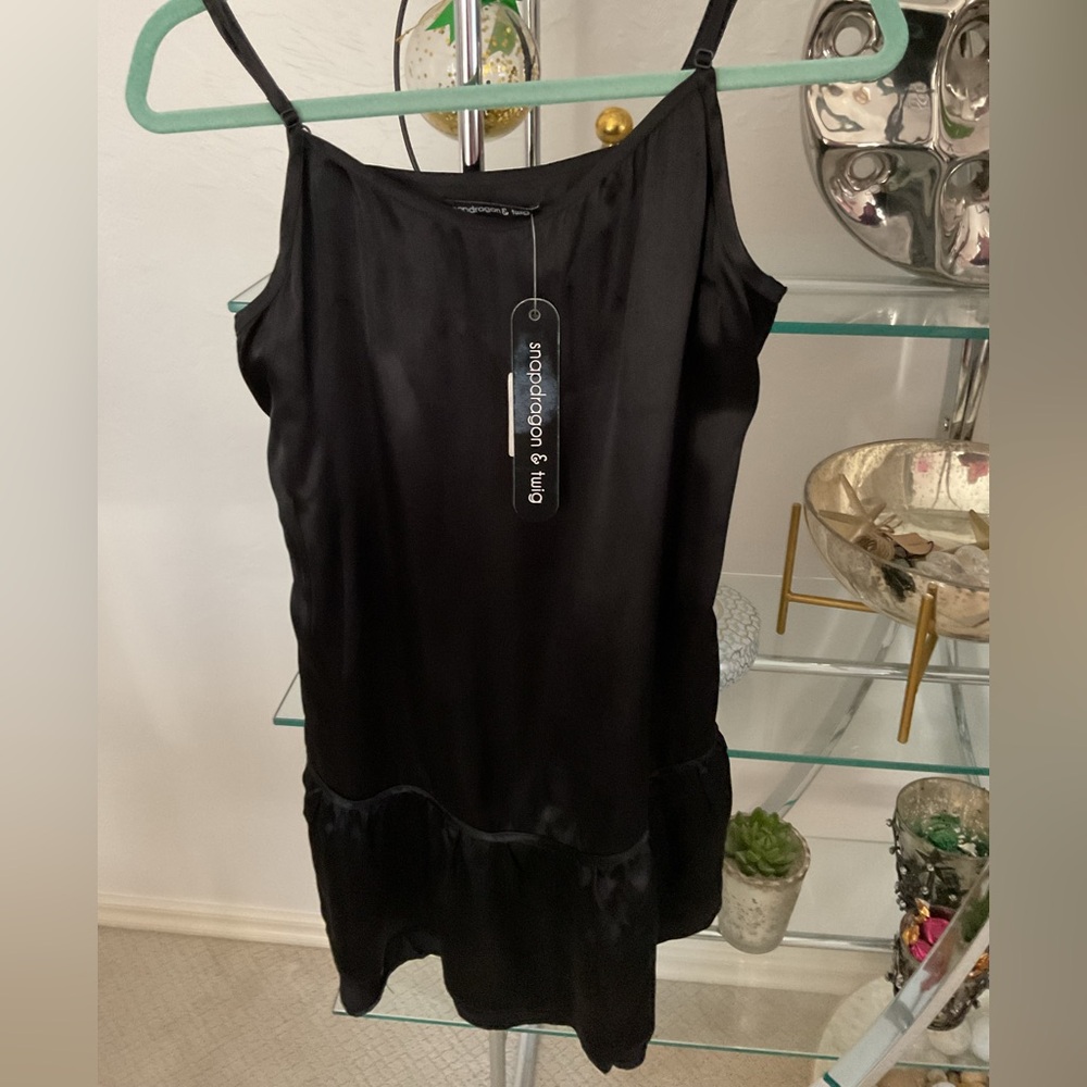 Snapdragon &Twig Black Single Ruffle Slip dress